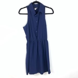 AQUA navy blue sleeveless collared mini dress
